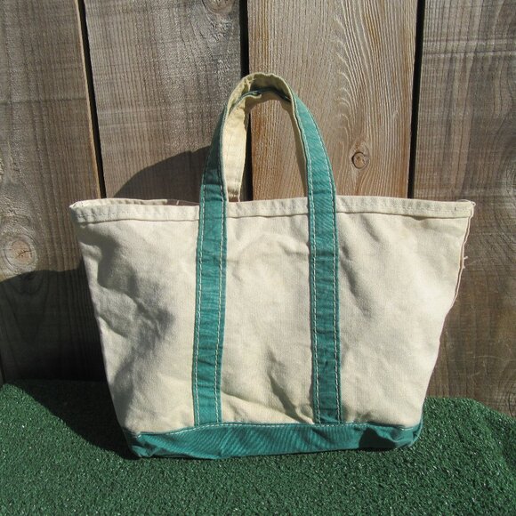 L.L. Bean Handbags - Vintage L.L. Bean Green Boat And Tote Canvas Bag LL Bean Freeport Maine Open Top